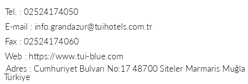 Tui Blue Grand Azur telefon numaralar, faks, e-mail, posta adresi ve iletiim bilgileri